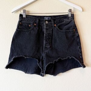 Abercrombie & Fitch High Rise 4” Denim Button Fly Cut Off Shorts